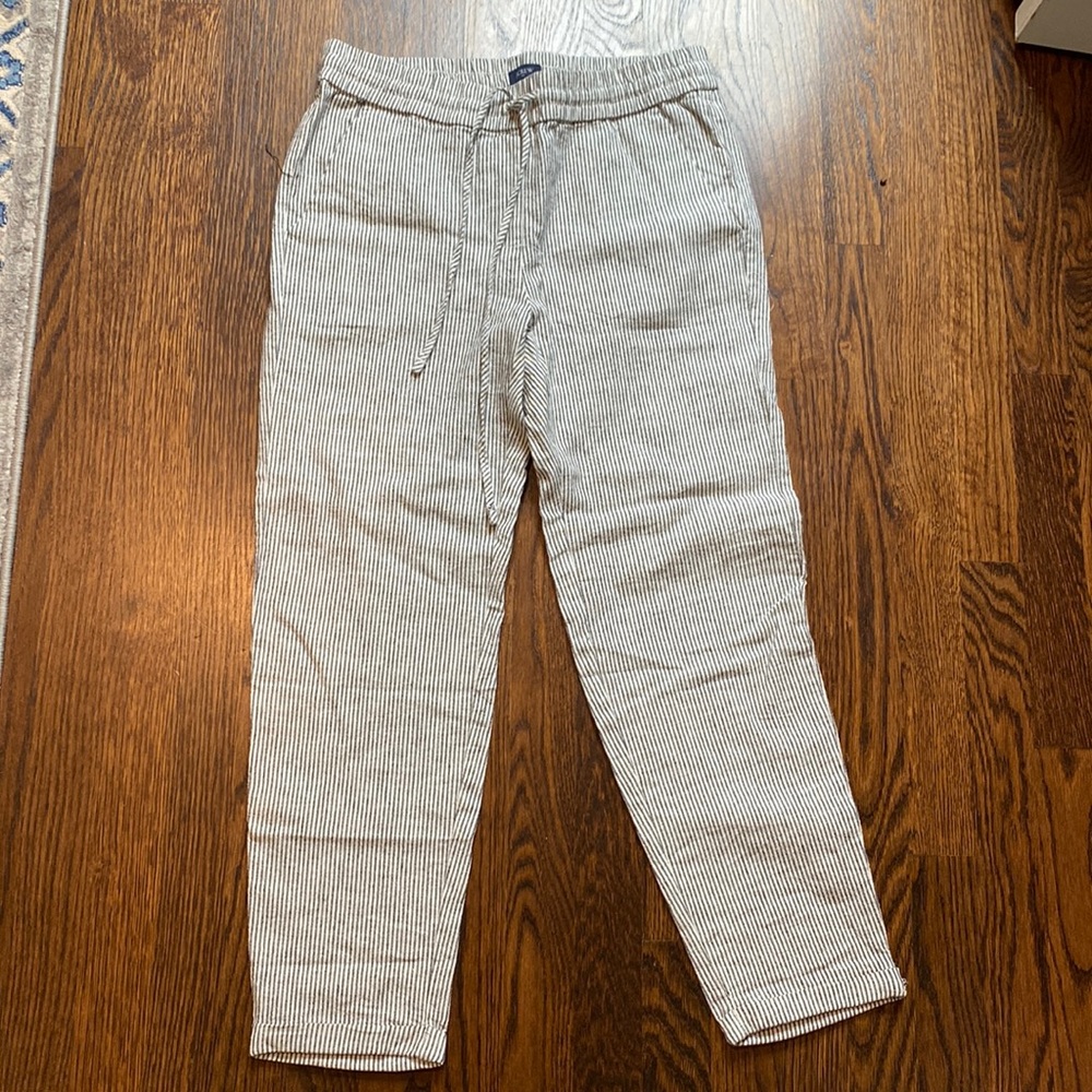 J. Crew Gray & white linen pants - sz 8 NWT